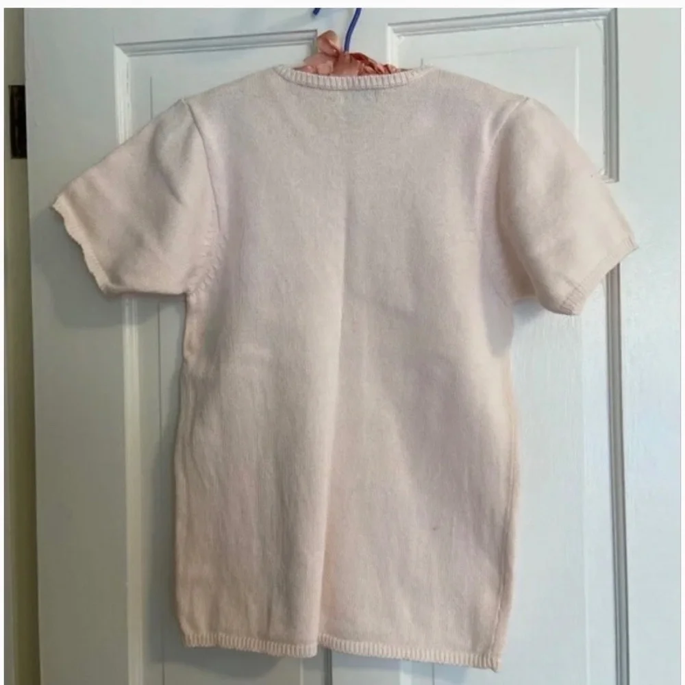 Vintage J Crew Pale Pink Cotton Crew Neck Sweater; Short Sleeves; Perfect; Med - Picture 7 of 11